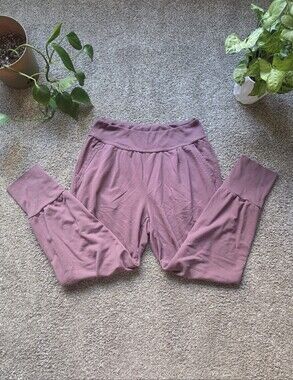 Mauve Ribbed Hem Jogger Pants